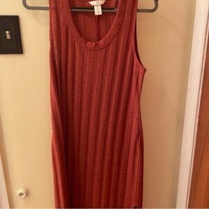 H&M Ribbed Sleeveless Midi Dress - Rust size med